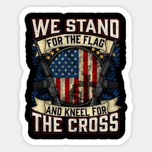 We Stand For The Flag And Kneel For The Cross print USA Sticker